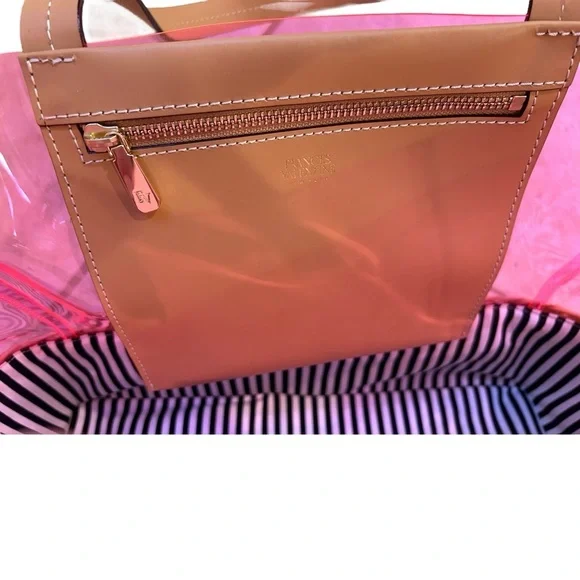 Frances Valentine “Margaret” Wicker PVC Large Tote Shoulder Bag Hot Pink NWOT - Picture 8 of 12